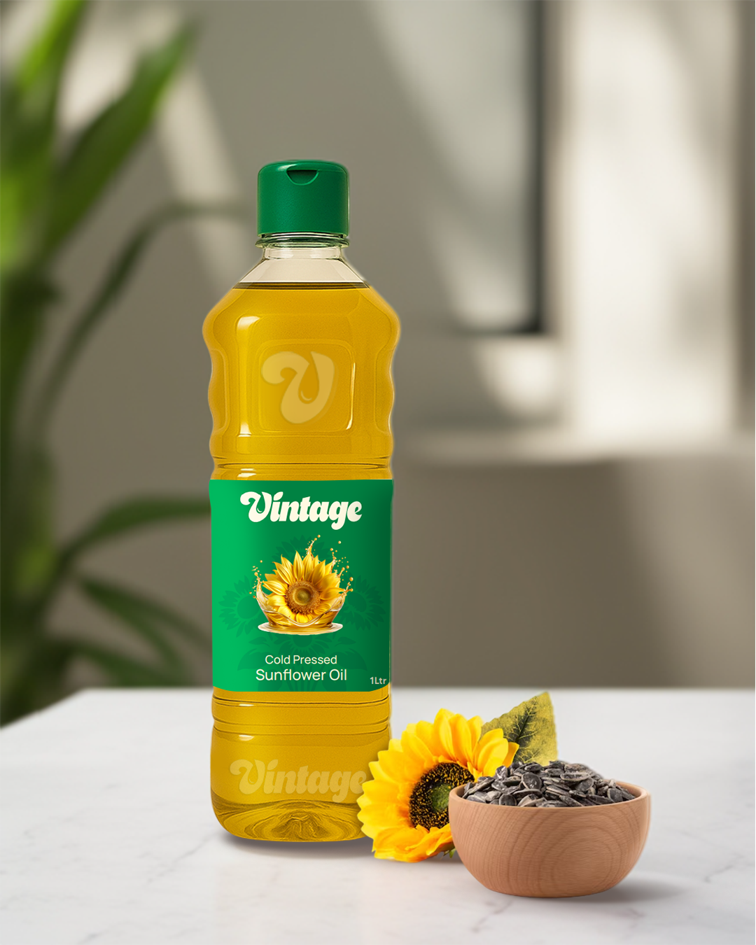sunflower cold pressed oil bottle