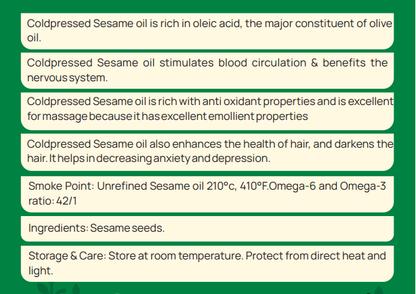 Sesame Cold Pressed Oil