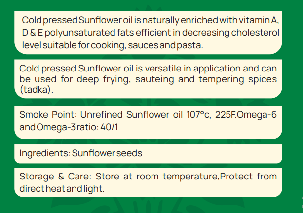 Sunflower Cold Pressed Oil